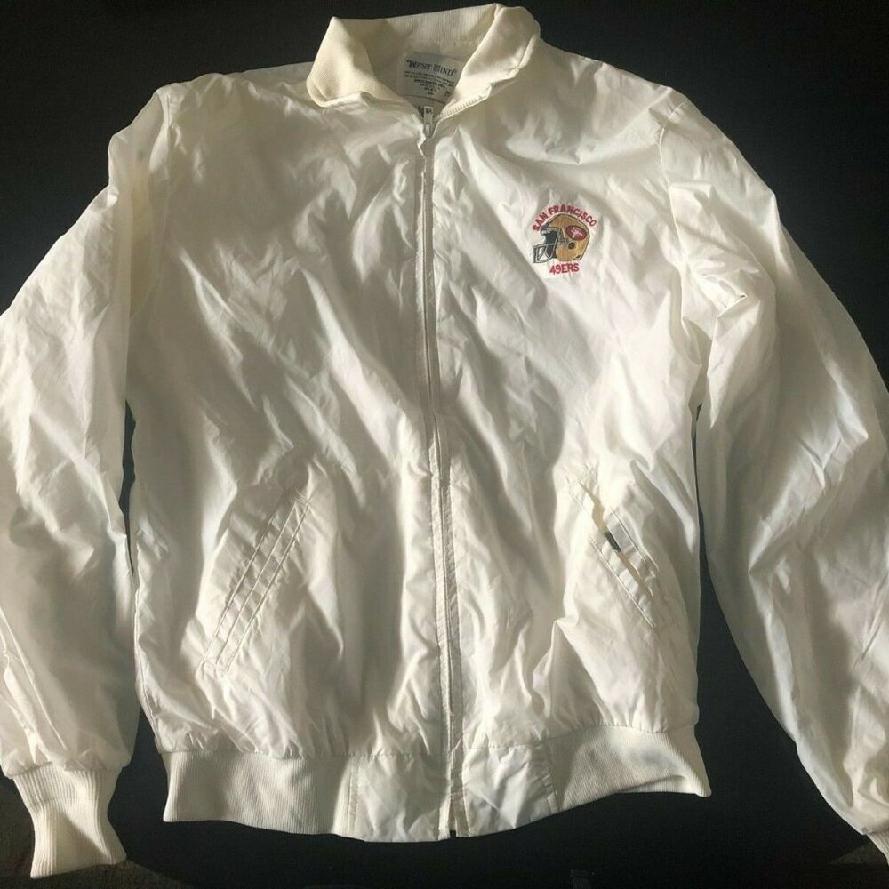 Vintage San Francisco 49ers White West Wind Jacket Worn Condition Mens Medium M